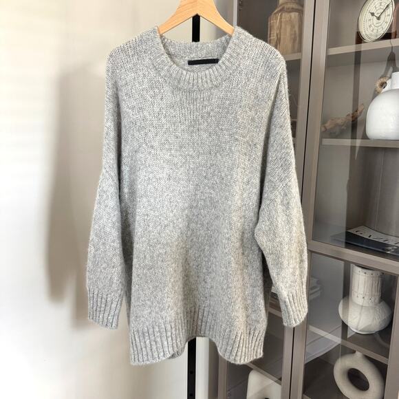 Jenni Kayne Grey Crewneck Oversized Cocoon Sweater XXL Baby Alpaca Pullover